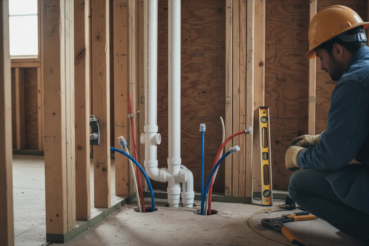 Drain and supply rough-in during Garbage Disposal Repair in Means