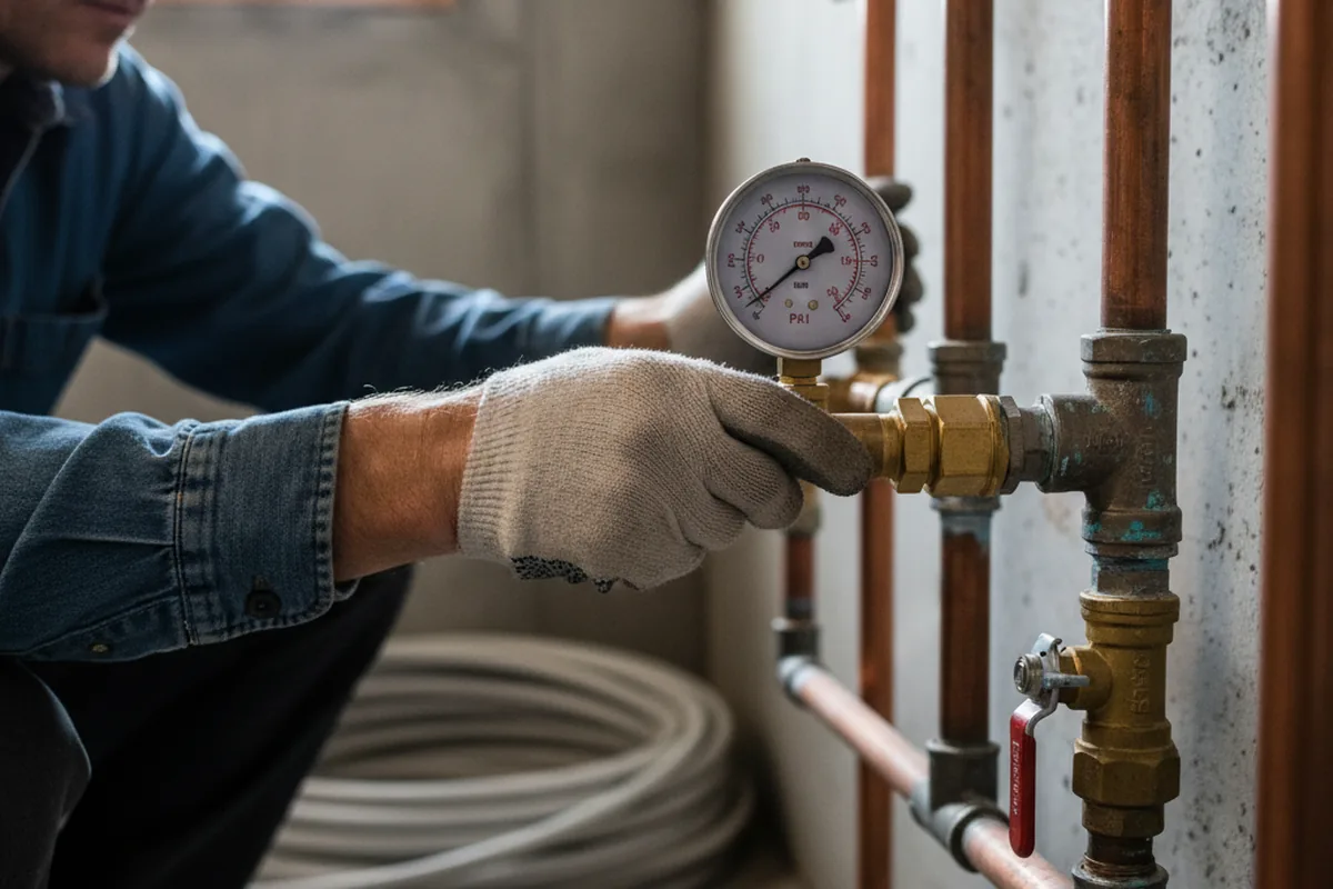 Pressure testing a repaired line during Water Line Repair in Means