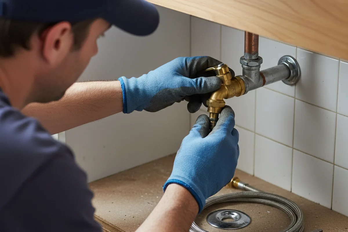 Shutoff valve and fitting work during Burst Pipe Repair in Means